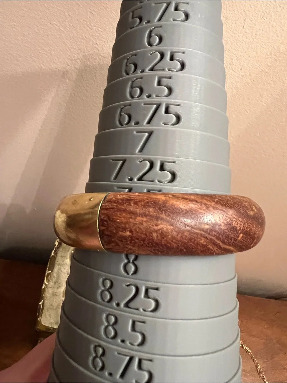 Vintage Chunky Two-Tone Wood and Brass Bangle